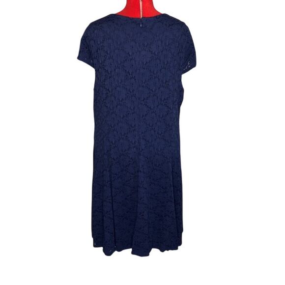 Alfani Lace Fit Flare Dress, Navy Nautical Cap Sleeve Sz 22W - Picture 2 of 8